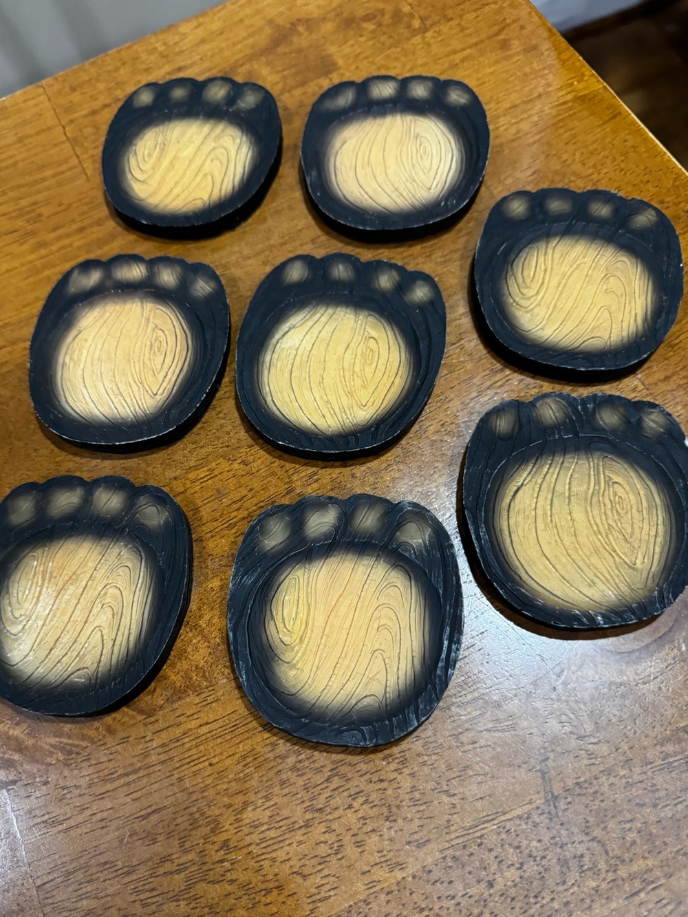 Black Bear Paws Resin Coaster Set. 8 Coasters